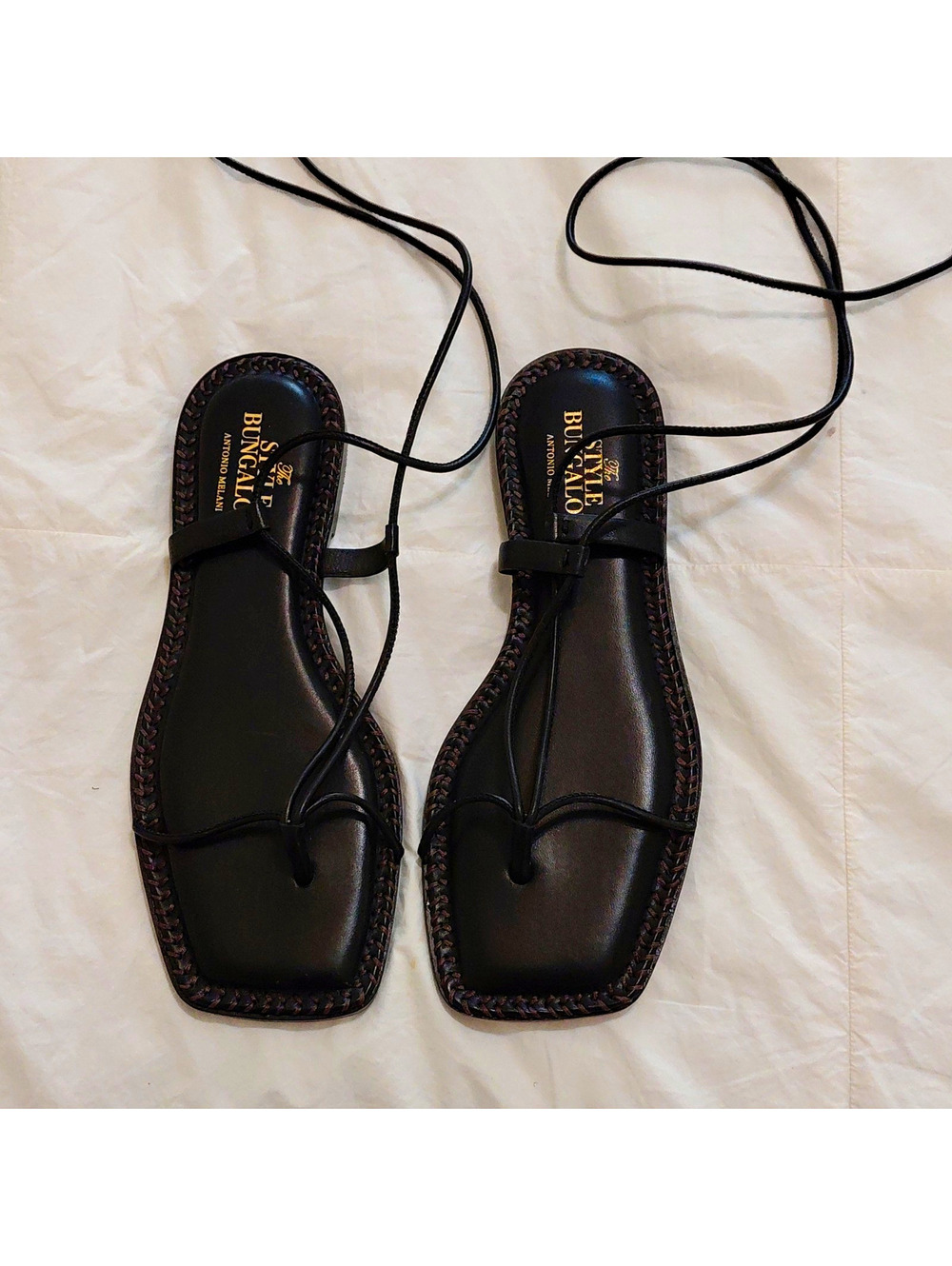 The Style Bungalow Women's Size 8 Sandals Blk Leather EUC #1028
